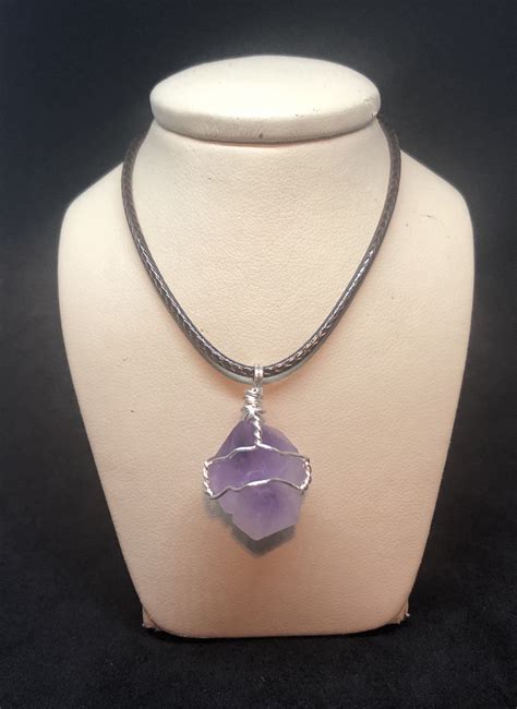 Amethyst Wire Wrapped Necklace Crystal Necklace Crystal Gemstone