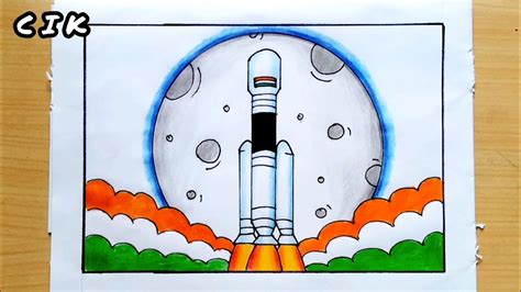 Chandrayaan Poster Drawing Vikram Lander Drawing Isro Chandrayaan