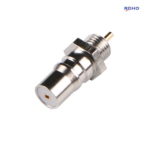 Rf Coaxial Hexagonal Female Qma Bulkhead Connector Solder Attachment Front Mount With Pin