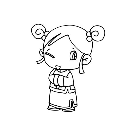 Little Chinese Girl Drawing