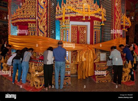 Preparation For Songkran Wat Bang Riang Buddhistic Temple Thap Put