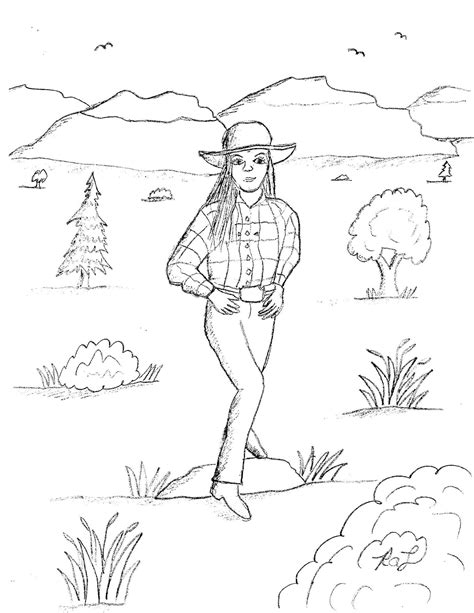 Robin S Great Coloring Page Adison The Wyoming Cowgirl Coloring Nation