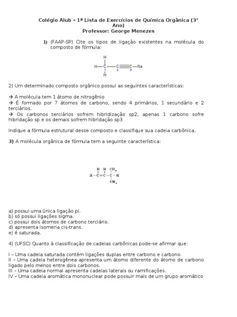 Pdf Lista De Exercicios Quimica Organica Dokumen Tips