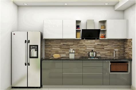 Modular Kitchen Design With Grey White Interiors Livspace