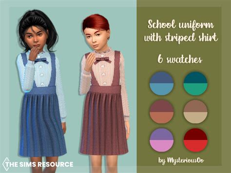 The Sims Resource School Uniform With Striped Shirt