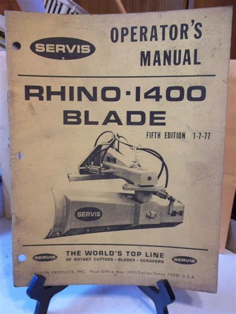 Servis Rhino 1400 Rear Mounted Blade Operator S Manual Catalog Book Everything Else