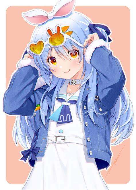 Safebooru 1girl Absurdres Belt Blue Hair Blue Jacket Blue Ribbon Bow Bunny Shaped Pupils