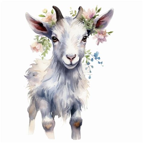 Premium Ai Image There Is A Goat With Flowers On Its Head And A