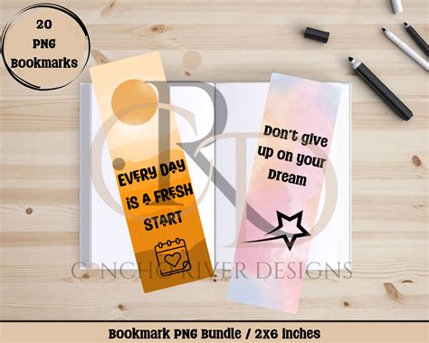 Inspirational Quotes PNG Bookmarks, Printable Bookmarks, 2x6 Inch Bookmarks for Sublimation ...