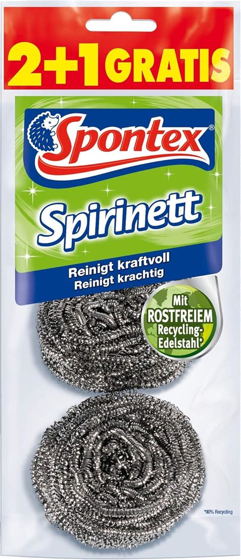 Spontex Spirinett Stainless Steel Sponges 3 Packs Of 3 Sponges