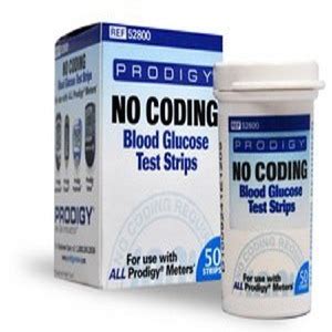 Blood Glucose Test Strips Prodigy 50 Strips Per Box No Coding Required