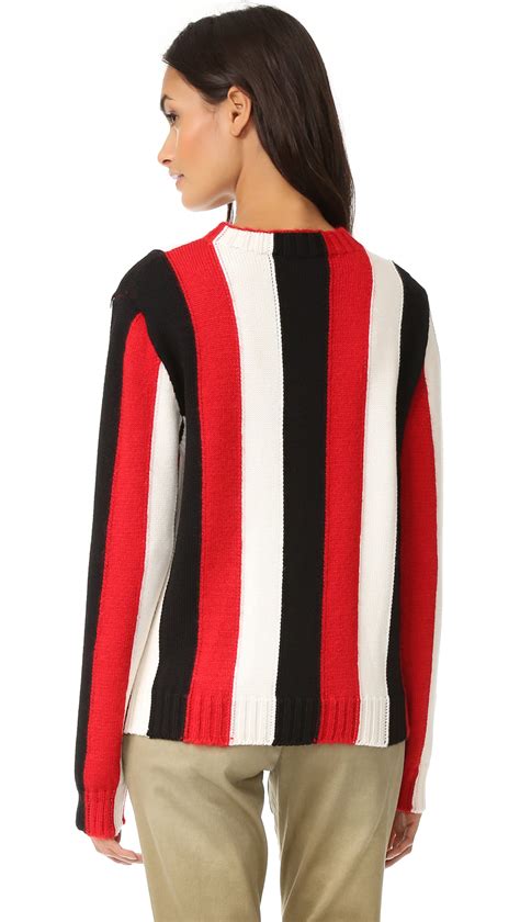 Lyst Msgm Vertical Stripe Crew Sweater In Black