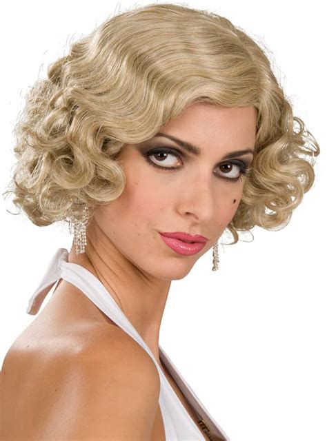 Blonde Flapper Wig Short Wavy Blonde Womens Gatsby Costume Wig