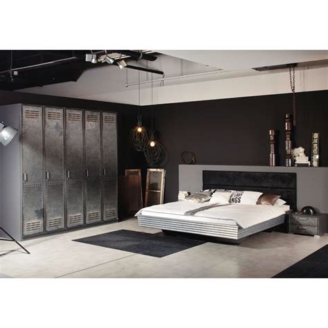 Schlafzimmer Jugendzimmer Set Lofte221 Industrial Print Optik Graphit