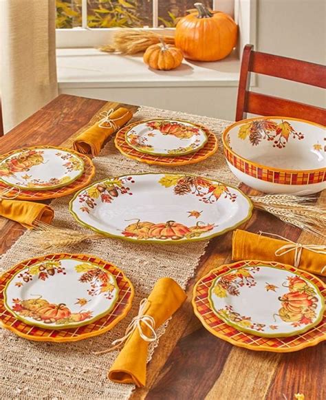 Pumpkin Design Dinnerware Set | Harvest tabletop, Fall dinnerware ...