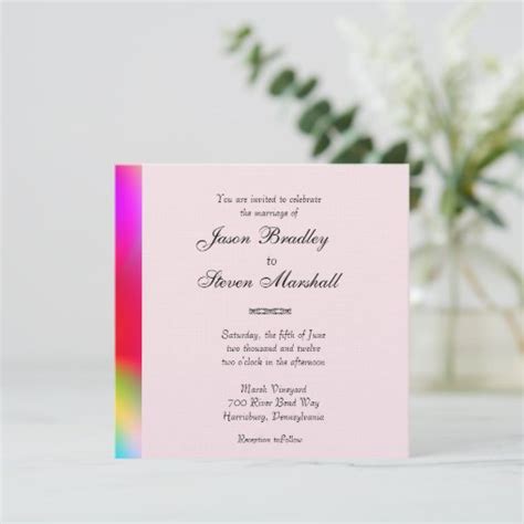 Rainbow Colors Gay Wedding Invitation Zazzle