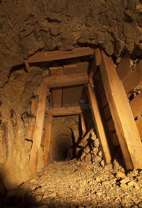 Gold Mine Tunnel With Timbers Stock Photo Image Of Darkness Corroded