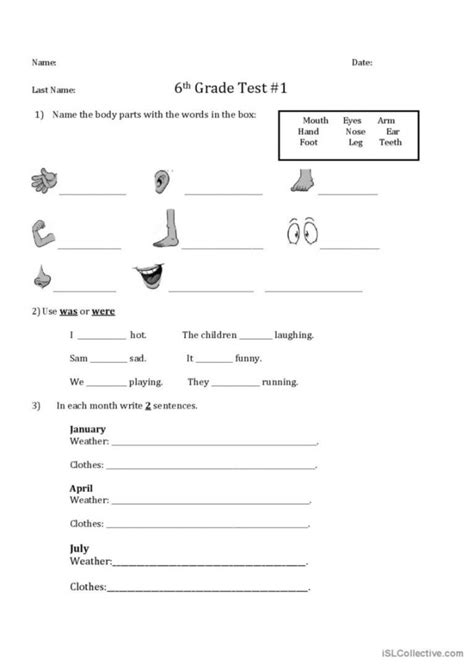 6th Grade Esl Worksheet