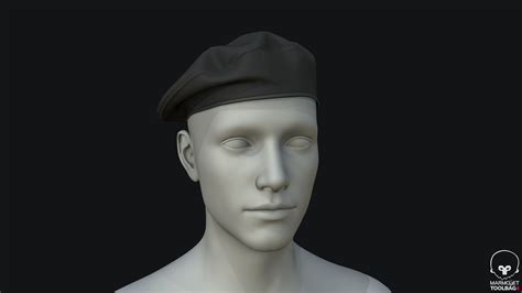 3d Model Military Beret Black Pbr Vr Ar Low Poly Cgtrader