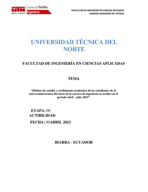 PDF Hábitos de estudio y rendimiento académico de los estudiantes de