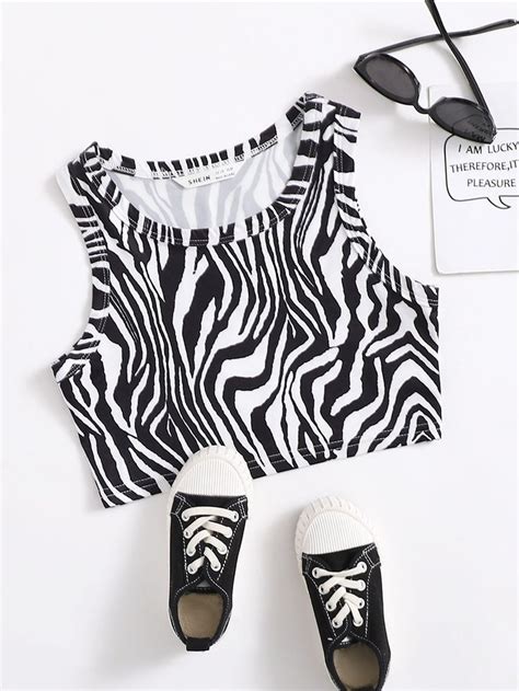 Top De Colete Listrado De Zebra Menina Shein Brasil Girls Outfits