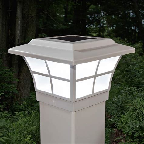 Prestige 4 X4 White Vinyl Outdoor Led Solar Post Cap 76x92 Lamps Plus