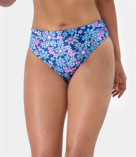 Women S Triangle Blue Flowers Bikini Bottom HALARA