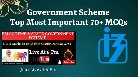 Top 70 MCQs Of Government Schemes For IBPS PO SBI PO MAINS 2023 YouTube