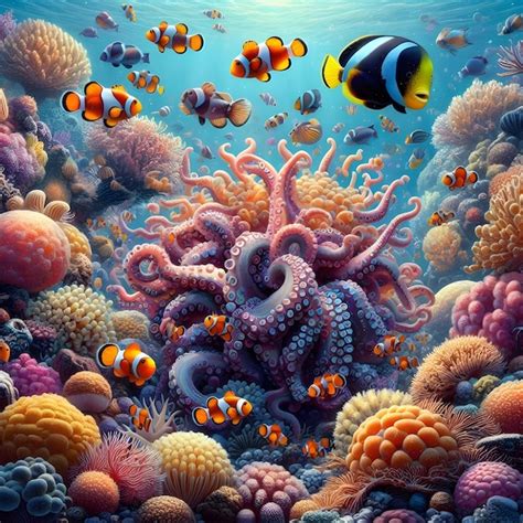 Premium Photo Ai Of An Underwater Scene Teeming With Colorful Coral