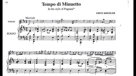 F Kreisler Tempo Di Menuetto In The Style Of Pugnani Score Youtube