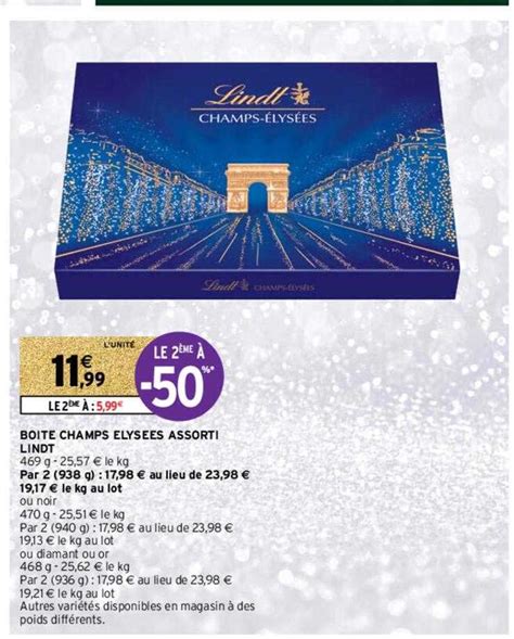 Promo Boîte Champs élysées Assorti Lindt chez Intermarché Contact