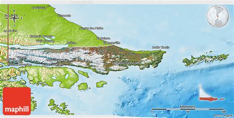 Satellite 3D Map of Ushuaia, physical outside