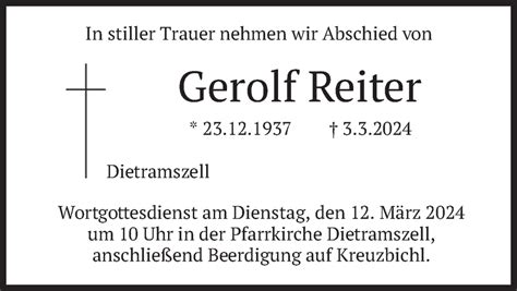 Traueranzeigen Von Gerolf Reiter Trauer Merkur De