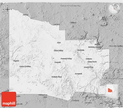 Gray 3d Map Of Yavapai County