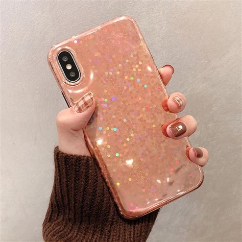 Rose Gold Sequins Laser Phone Cases For Iphone 6 6s 7 8 7plus X Xr Xs