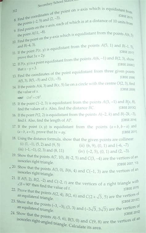 8 Find The Coordinates Of The Point On X Axis Which Is Equidistant From