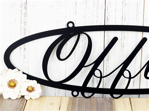 Office Metal Sign, Office Decor, Shop Sign, Business Sign, Metal Wall Decor, Oval Sign, Metal ...