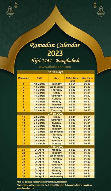 Ramadan Calendar Bangladesh Elsie Leelah