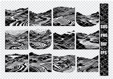 Rice Field Svg Rice Field Terraces Svg Files For Cricut Rural Asia