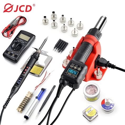 JCD 750W SMD Soldering Station 2 In 1 Hot Air Gun Soldering Iron LCD