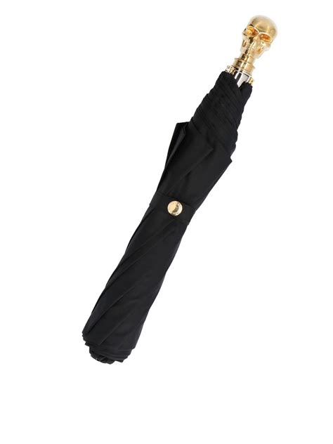 Umbrellas Alexander Mcqueen Skull Umbrella In Black And Gold Color