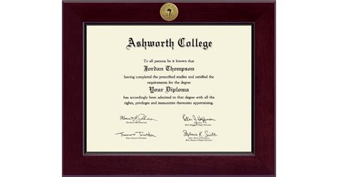 Century Gold Engraved Diploma Frame In Cordova Ashworth College Item