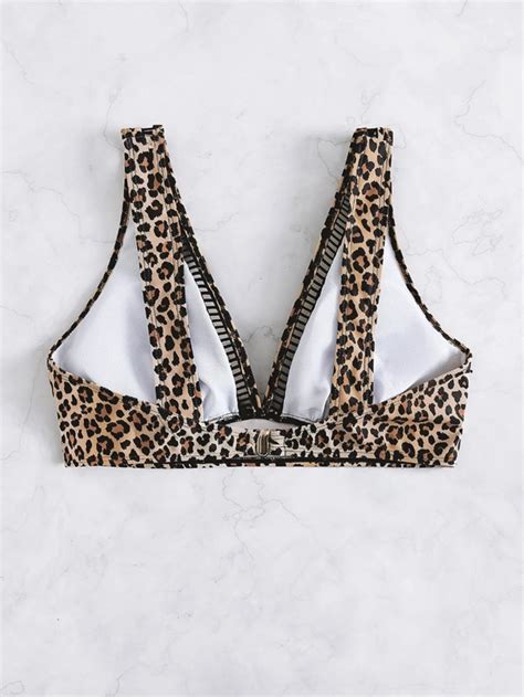 Леопардово горнище на бански Leopard Hollow Out Bikini Top EMMA