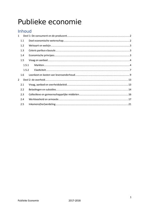 Samenvatting Publieke Economie Publieke Economie Inhoud 1 Deel 1 De