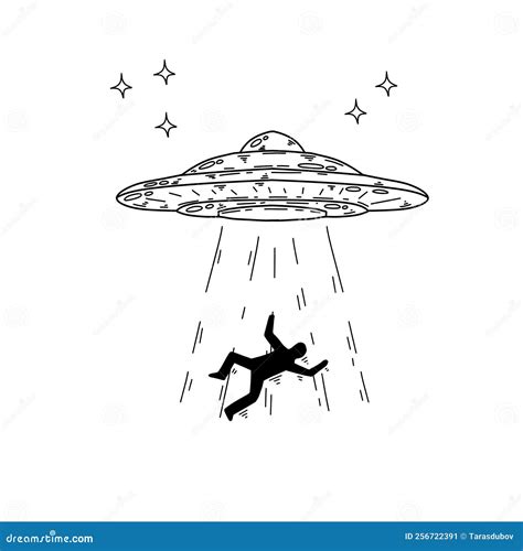 Aliens Kidnap Person. UFO Abduct Man Stock Vector - Illustration of ...