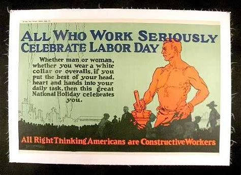 188 Vintage Poster Wwi Era Labor Day Poster Circa 1923