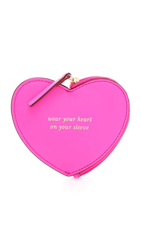 Kate Spade Heart Coin Purse In Purple Bougainvillea Lyst