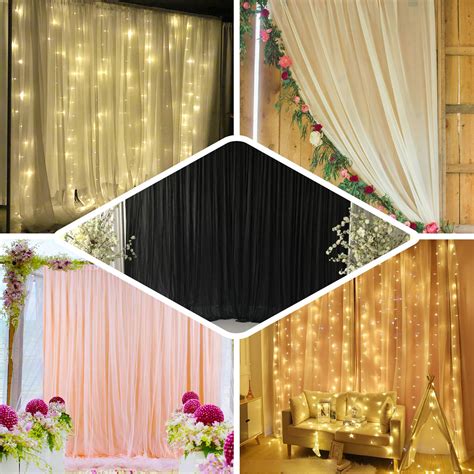 20ft X 8ft White Dual Layer Chiffon Polyester Backdrop Curtain