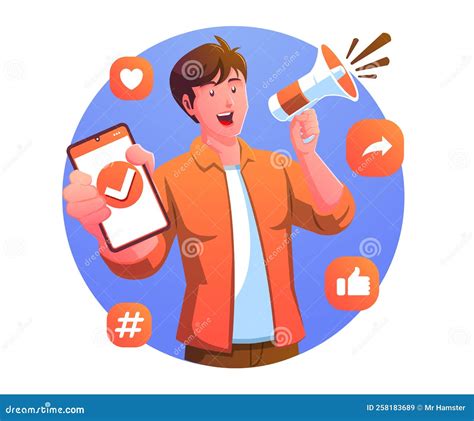 Social Media Marketing Concept With A Man Holding A Smartphone And A