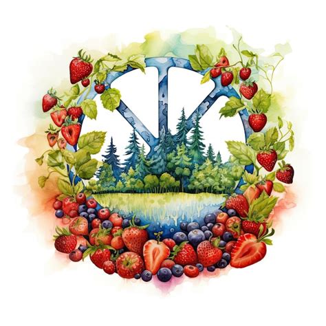 Premium Ai Image A Watercolor Peace Sign With Strawberries And Apples